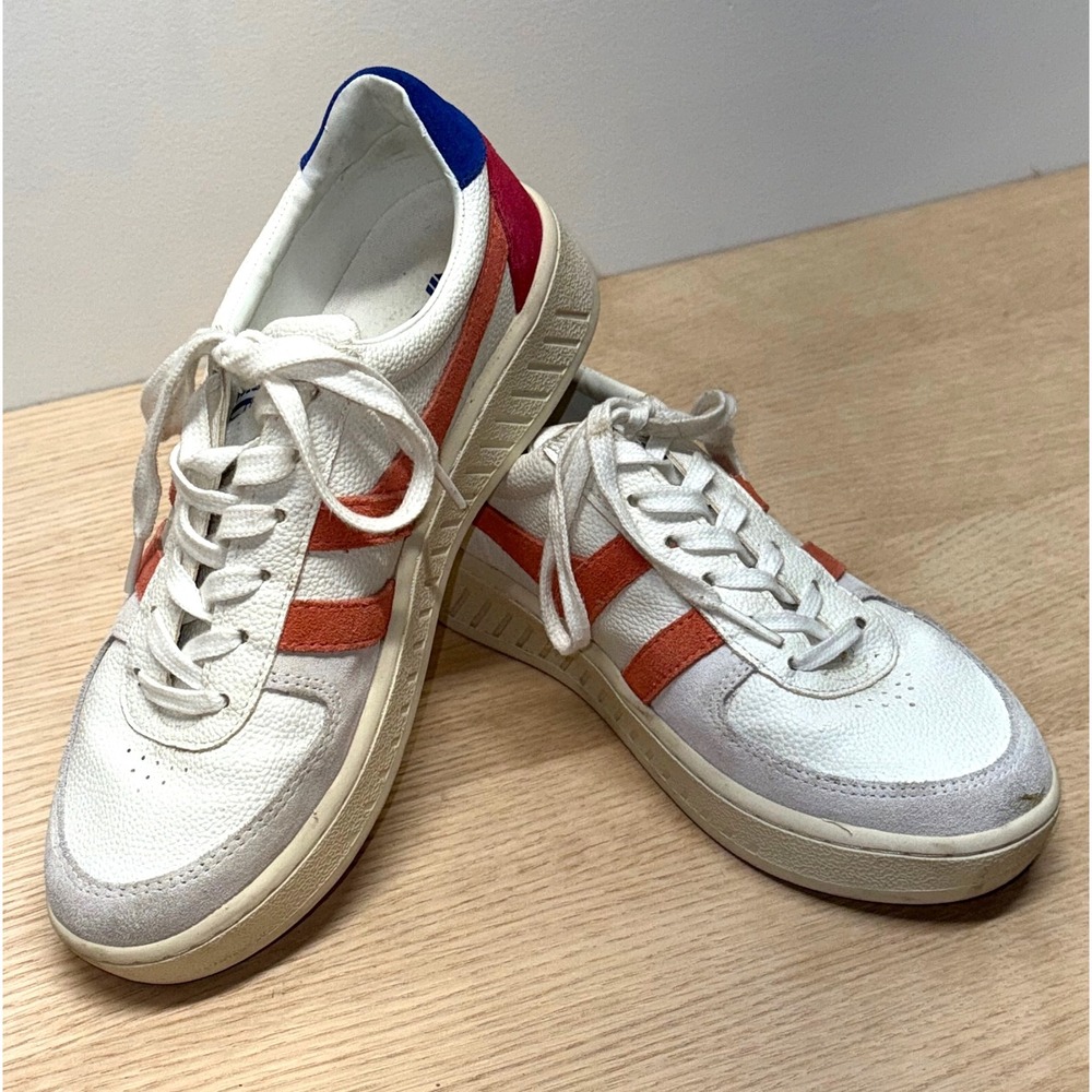 Gola Women Classic White Red Blue Pink‎ Suede Trim Low Top Sneakers Shoes Size 8